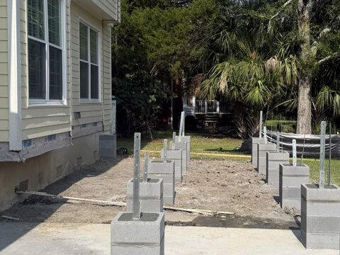 Concrete slab poured at a house